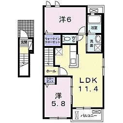 ミオリィ1 2LDKの間取図画像