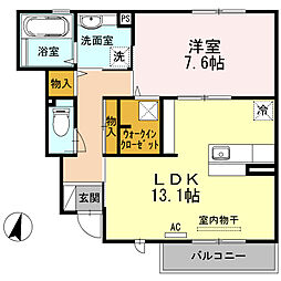 ソレイユみささぎ 1LDKの間取図画像