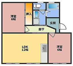 ヴィラ長者町 2LDKの間取図画像