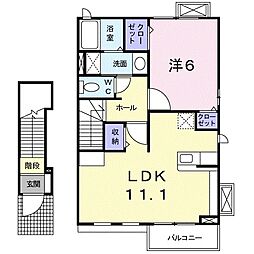 カーサ・コンテント 1LDKの間取図画像