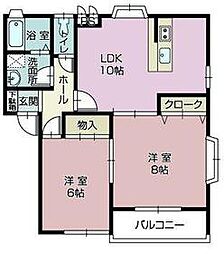 リヴェールB 2LDKの間取図画像