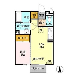 アスール 1LDKの間取図画像
