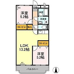 みなみマンション 2LDKの間取図画像
