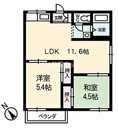 フォーブルパンセ 1階2LDKの間取り