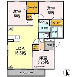 ピュアタウンB棟 3LDKの間取図画像