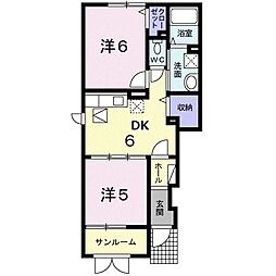 メゾンシャンテ 2DKの間取図画像