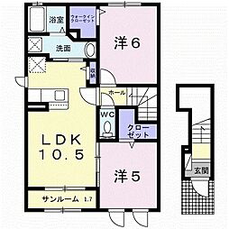 アルソレイユ1 2LDKの間取図画像