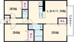 WISH栗生壱番館 3LDKの間取図画像