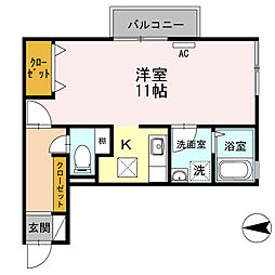 リビングタウン神原B ワンルームの間取図画像