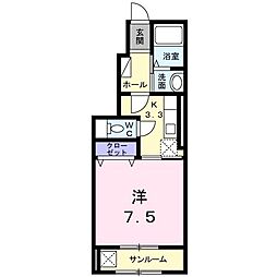 ヴィラ・ブリーズ 1Kの間取図画像