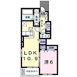 リブラF 1LDKの間取図画像