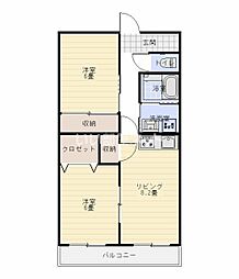 メゾン新川 2DKの間取図画像