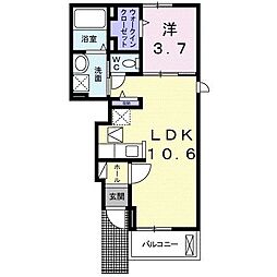 オプス上福岡 1LDKの間取図画像