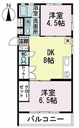 コーラルマンション 2DKの間取図画像