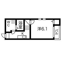 ドヌール5草薙 1Kの間取図画像