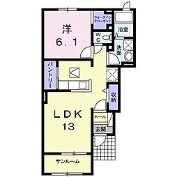 アムール 1LDKの間取図画像