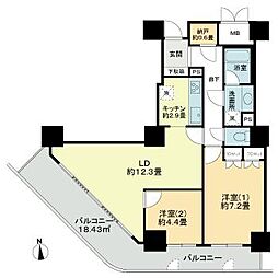 パークタワー台原 2LDKの間取図画像