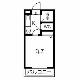 アルプスコート 1Kの間取図画像