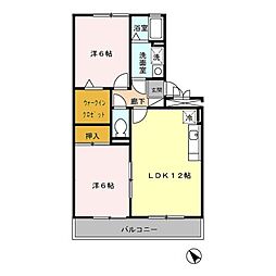 ベイサージュ・パレス 2LDKの間取図画像