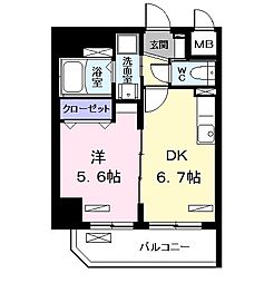 ラフレシールクワトロ 1DKの間取図画像