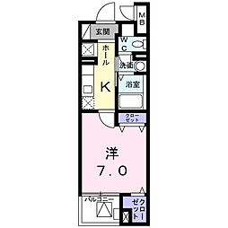 ホライゾン 1Kの間取図画像