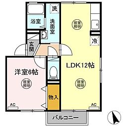 クレセントオサダB 1LDKの間取図画像