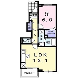 ルミエール弐番館 1LDKの間取図画像