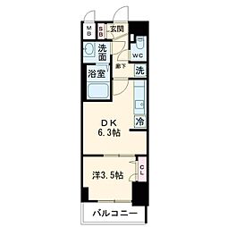 プレサンス福島吉野MENAGE 1DKの間取図画像