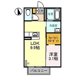 サンフール三上A 1LDKの間取図画像