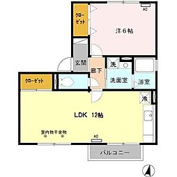 セジュール元宮 1LDKの間取図画像