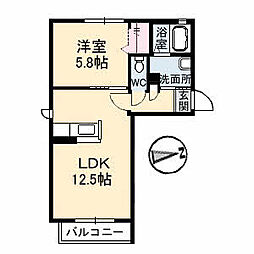 ニッセイシャーメゾン津山C 1LDKの間取図画像