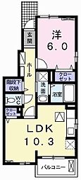 プロスパー1 1LDKの間取図画像