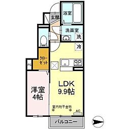 オーブ南館 1LDKの間取図画像