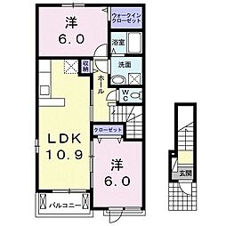 アルドールB 2LDKの間取図画像