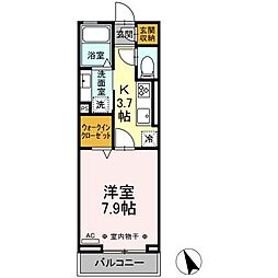 カーサ三保 1Kの間取図画像