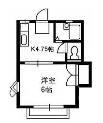 グリーンピア中島B 1Kの間取図画像