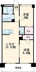 プリマヴェーラ一條 2LDKの間取図画像