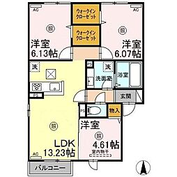 D-room桜2 3LDKの間取図画像