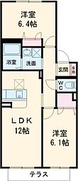 シャーメゾン泉陽B 2LDKの間取図画像