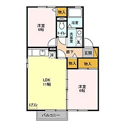 アプリコットメゾン 2LDKの間取図画像