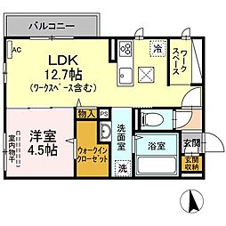 ハムステッドガーデン 1LDKの間取図画像