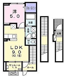 バオムヴォレ 1LDKの間取図画像