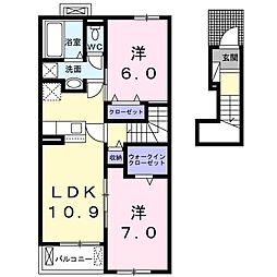 メレルカンB 2LDKの間取図画像
