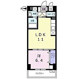 シェロガーデン 1LDKの間取図画像
