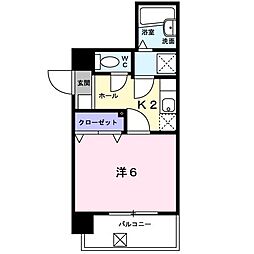Fortune's桜上水 1Kの間取図画像