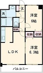 サニーハウス 2LDKの間取図画像