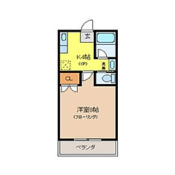 ハイツフリーダム 1Kの間取図画像