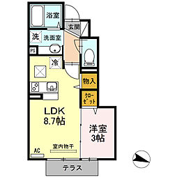 SW'sriversideD-room 1LDKの間取図画像