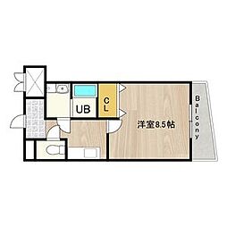 京阪京津線 びわ湖浜大津駅 徒歩2分の賃貸マンション 5階1Kの間取り