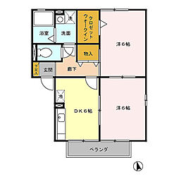 レグルスB 2DKの間取図画像